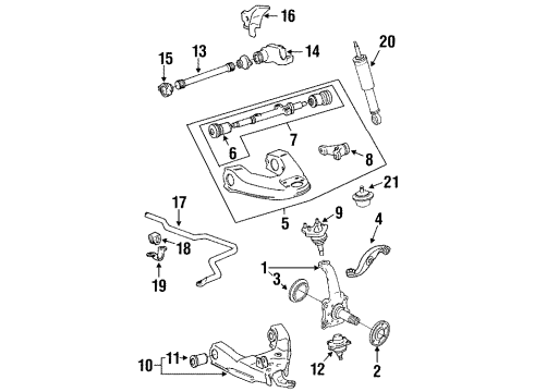 1991 Toyota 4Runner Front Suspension Components, Lower Control Arm, Upper Control Arm, Stabilizer Bar Diagram