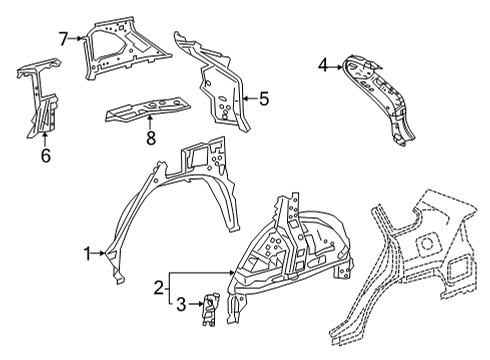 2023 Toyota Corolla Cross Inner Structure - Quarter Panel Diagram