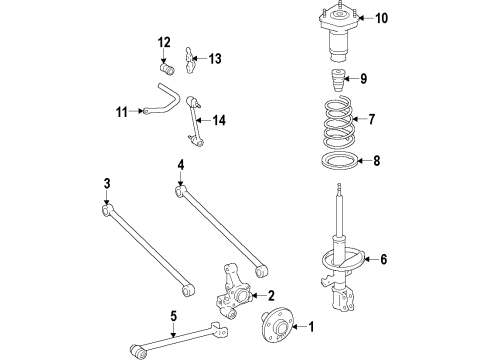 2010 Toyota Venza Rear Suspension Components, Stabilizer Bar Diagram