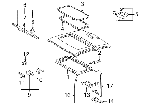 1999 Toyota Tacoma Hose(For Sliding Roof Or Removable Roof Drain), Front Diagram for 63249-35020