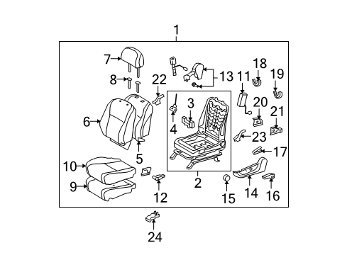 2010 Toyota Highlander Cover, Reclining Adjuster Inside, RH Diagram for 71875-06350-B1