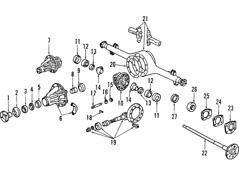 1992 Toyota Previa Shaft, Rear Differential Pinion Diagram for 41342-22021