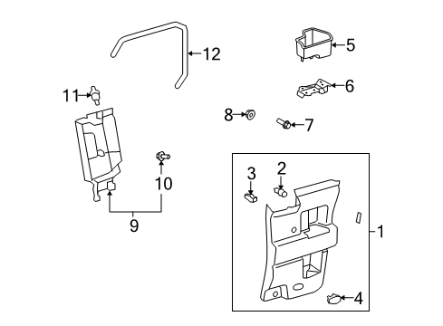 2010 Toyota FJ Cruiser Board Sub-Assy, Rear Door Trim, LH Diagram for 67640-35B70-B5