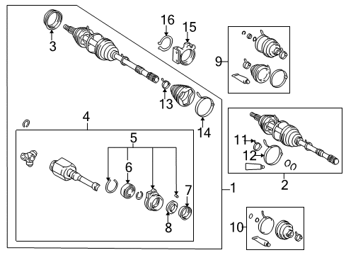 1996 Toyota RAV4 Drive Axles - Front Diagram