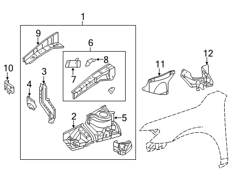 2008 Toyota Camry Structural Components & Rails Diagram