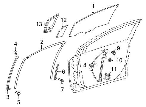 2020 Toyota Corolla Run, Fr Door Glass Diagram for 68151-12321