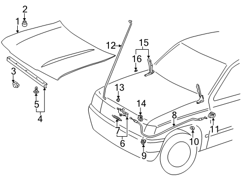 2001 Toyota 4Runner Hood & Components, Body Diagram