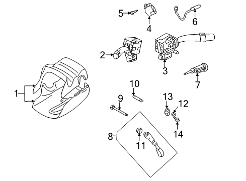 2005 Toyota MR2 Spyder Shroud, Switches & Levers Diagram