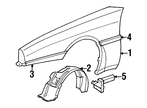 1989 Toyota Supra Fender Sub-Assy, Front LH Diagram for 53802-14820