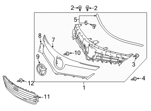 2015 Toyota Avalon Grille & Components Diagram