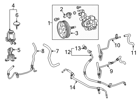 2019 Toyota 4Runner P/S Pump & Hoses, Steering Gear & Linkage Diagram