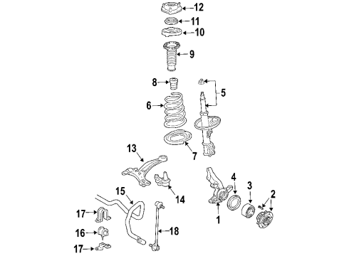 2010 Toyota Sienna Front Suspension Components, Lower Control Arm, Stabilizer Bar Diagram