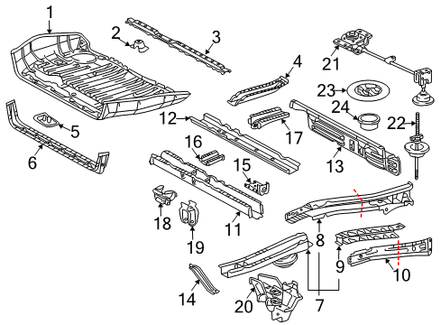 2004 Toyota Sienna Cover, Rear Floor Side Member, RH Diagram for 57627-08010