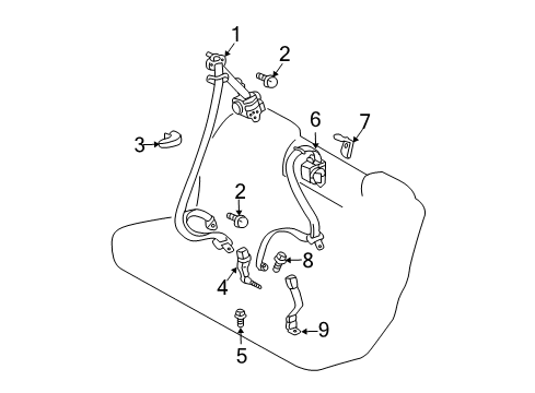 2006 Toyota Highlander Belt Assy, Rear Seat, Inner Diagram for 73380-48050-A0