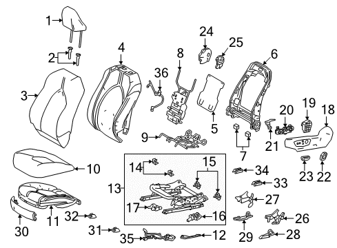 2018 Toyota Camry Cover, RECLINING ADJUSTER Diagram for 71876-47080-E0