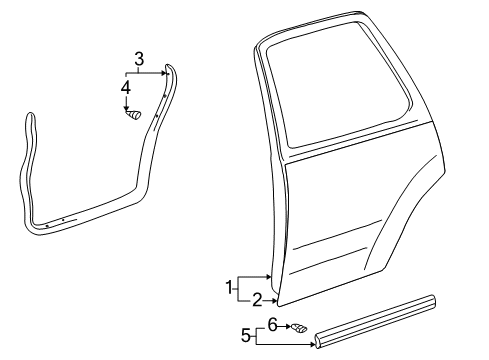 2002 Toyota Sequoia WEATHERSTRIP, Rear Doo Diagram for 67887-0C020