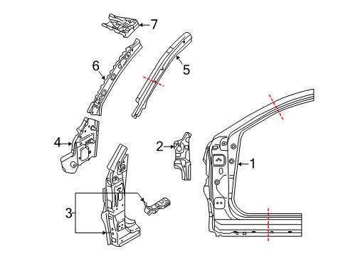 2017 Toyota Yaris iA Hinge Pillar Diagram