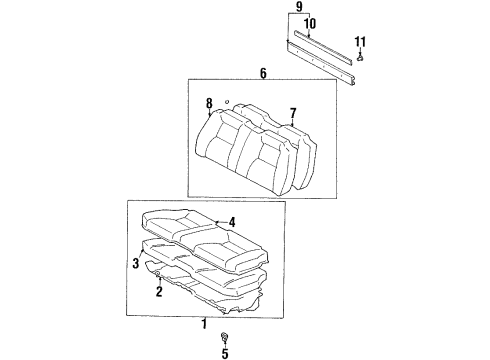 1997 Toyota Celica Rear Seat Components Diagram 1 - Thumbnail