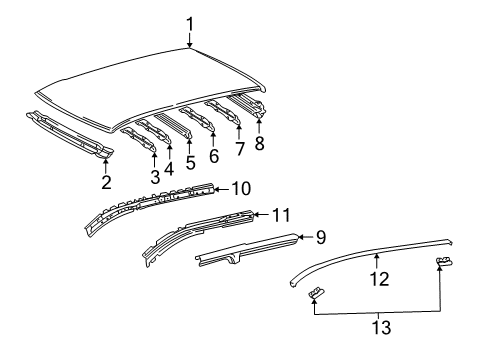 2003 Toyota Matrix Roof & Components, Exterior Trim, Body Diagram 2 - Thumbnail