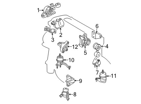 2008 Toyota Camry Engine & Trans Mounting Diagram 1 - Thumbnail