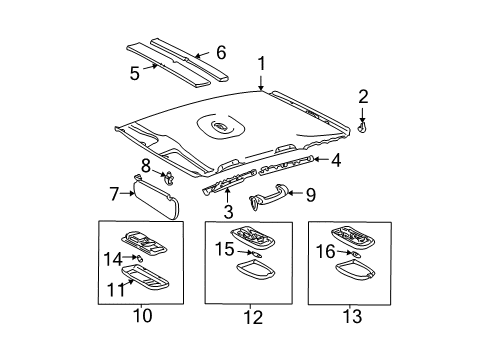 2008 Toyota Matrix Interior Trim - Roof Diagram