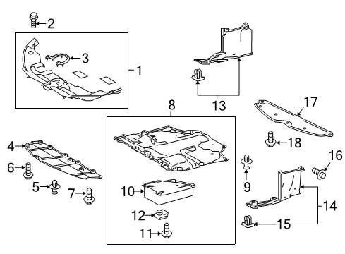 2018 Toyota Prius Radiator Support - Splash Shields Diagram