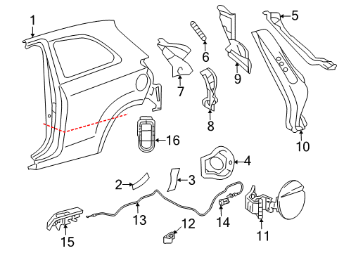 2014 Toyota Yaris Protector, Quarter Panel Diagram for 58741-52360