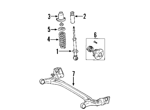 2003 Toyota Matrix Rear Axle, Stabilizer Bar, Suspension Components Diagram