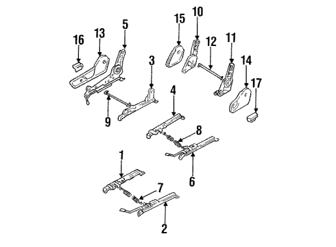 1993 Toyota T100 Handle, Reclining Adjuster Release, RH GRAY Diagram for 72525-89105-B0