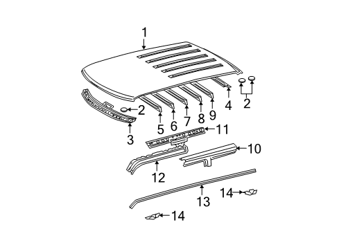 2004 Scion xB Roof & Components, Exterior Trim Diagram