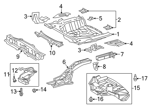 2017 Toyota Corolla iM Rear Body - Floor & Rails Diagram