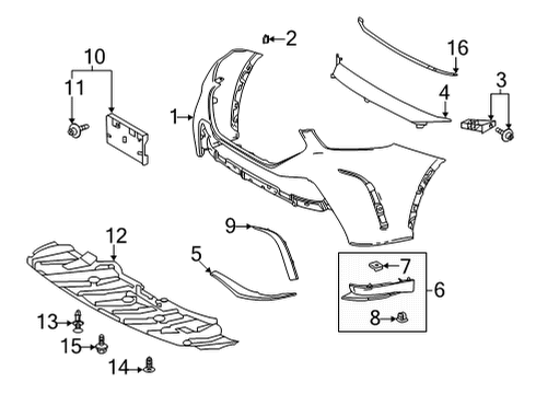 2022 Toyota Highlander Bumper & Components - Front Diagram