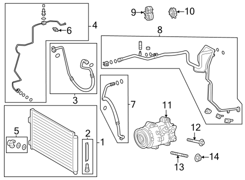 2024 Toyota Grand Highlander Condenser, Compressor & Lines Diagram