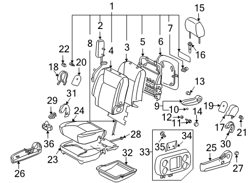 2004 Toyota Sienna Handle, Reclining Adjuster Release, RH Diagram for 72525-AE040-B0