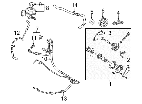 1998 Toyota Sienna Reservoir Assy, Vane Pump Oil Diagram for 44360-08010