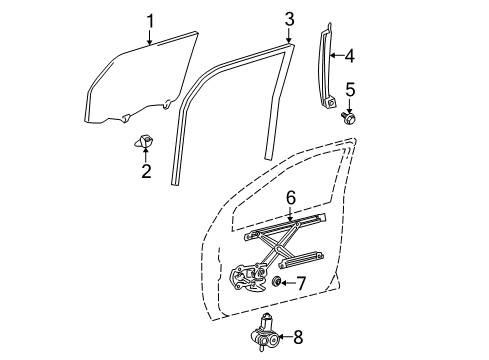 2004 Scion xB Front Door - Glass & Hardware Diagram