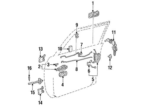 1997 Toyota Land Cruiser Front Door - Lock & Hardware Diagram