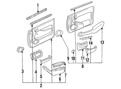 1995 Toyota Camry Armrest Assy, Front, RH Diagram for 74210-AA020-B0