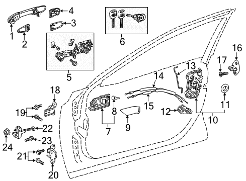 2018 Toyota Camry Front Door Outside Handle Assembly,Right Diagram for 69211-47021-J0