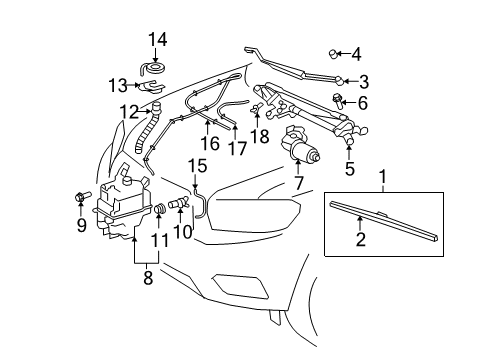 2011 Toyota Highlander Windshield - Wiper & Washer Components Diagram 1 - Thumbnail