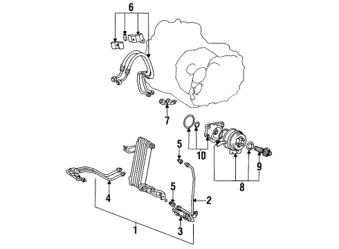 1993 Toyota Celica Tube Sub-Assembly, Transmission Oil Cooler Diagram for 33409-20042