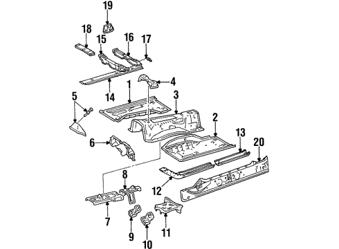 1998 Toyota Supra Pillars, Rocker & Floor - Floor & Rails Diagram