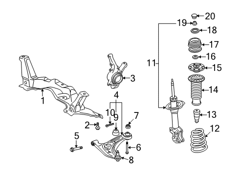 2008 Toyota Yaris Spring, Coil, Front Diagram for 48131-52A40