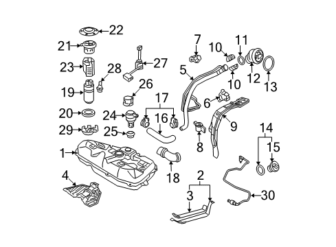 2004 Toyota Corolla Pipe Sub-Assembly, Fuel Diagram for 23807-22061