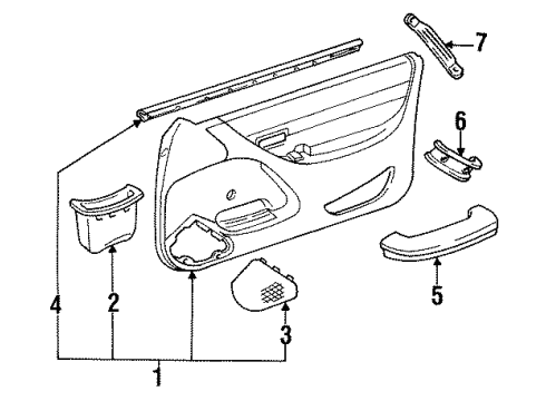 1993 Toyota Paseo Bracket, Front Door Armrest Set, Rear Diagram for 67344-16010