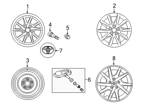 2015 Toyota Prius V Wheels, Covers & Trim Diagram