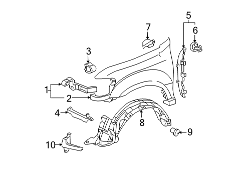 2006 Toyota Tundra Brace, Front Fender To Apron, LH Diagram for 53836-34030