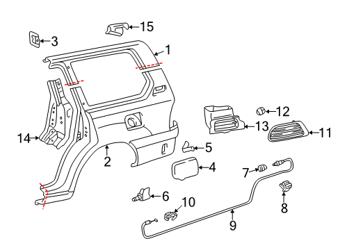 1998 Toyota Land Cruiser Lid Assy, Fuel Filler Opening Diagram for 77350-60061