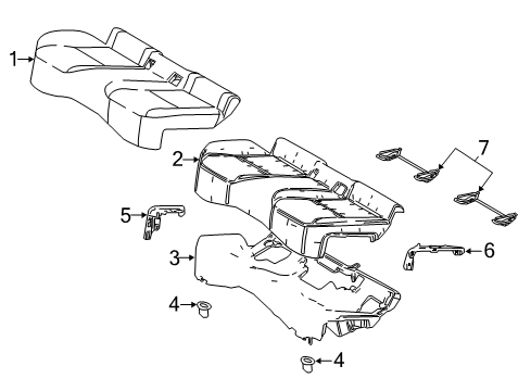 2019 Toyota C-HR Rear Seat Cover Sub-Assembly Diagram for 71075-F4380-C1