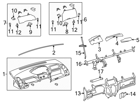 2008 Toyota Yaris Cluster & Switches, Instrument Panel Diagram 1 - Thumbnail